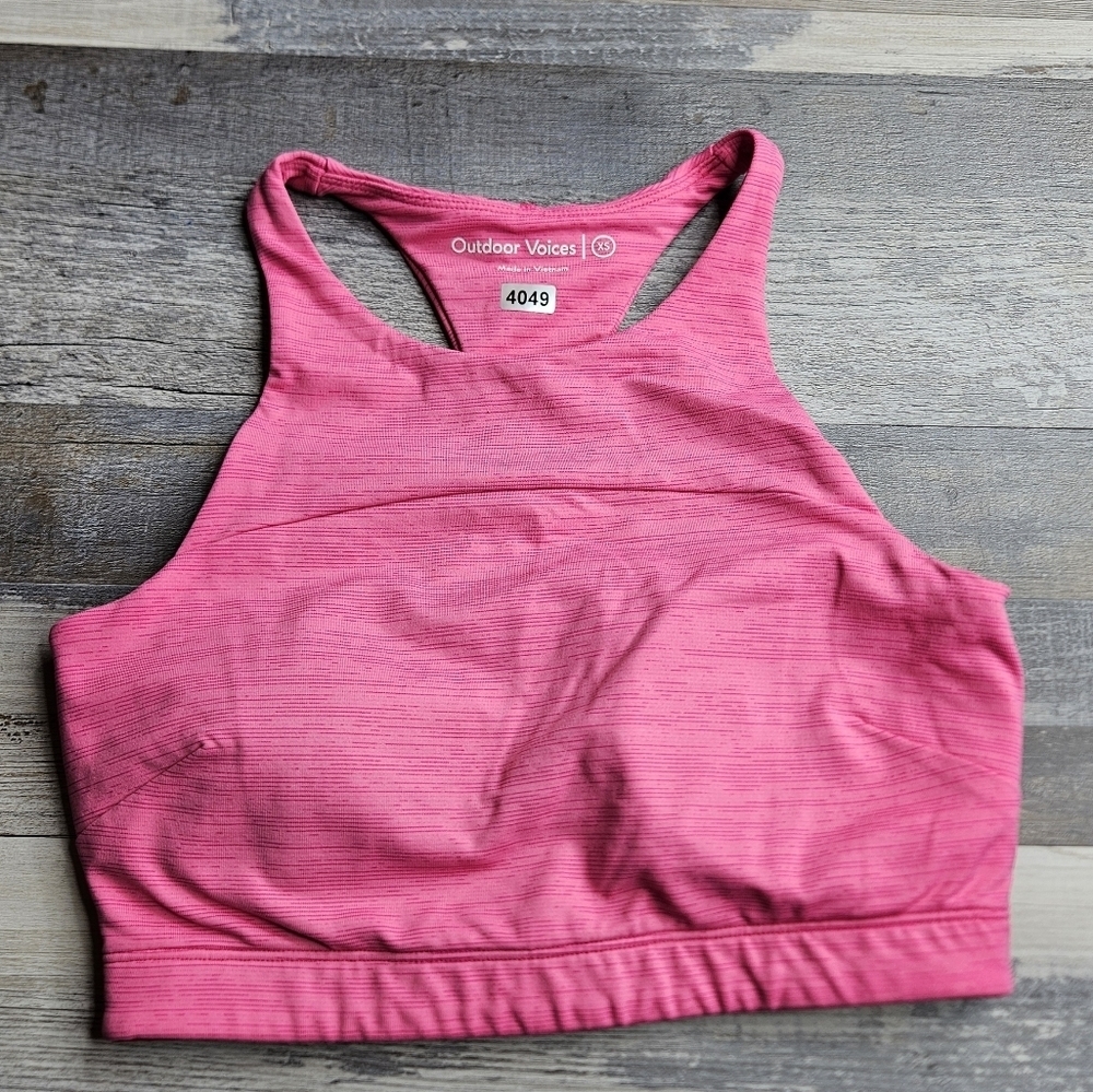 Outdoor Voices XS Sports Bra Pink Heathered Tech Sweat Racerback